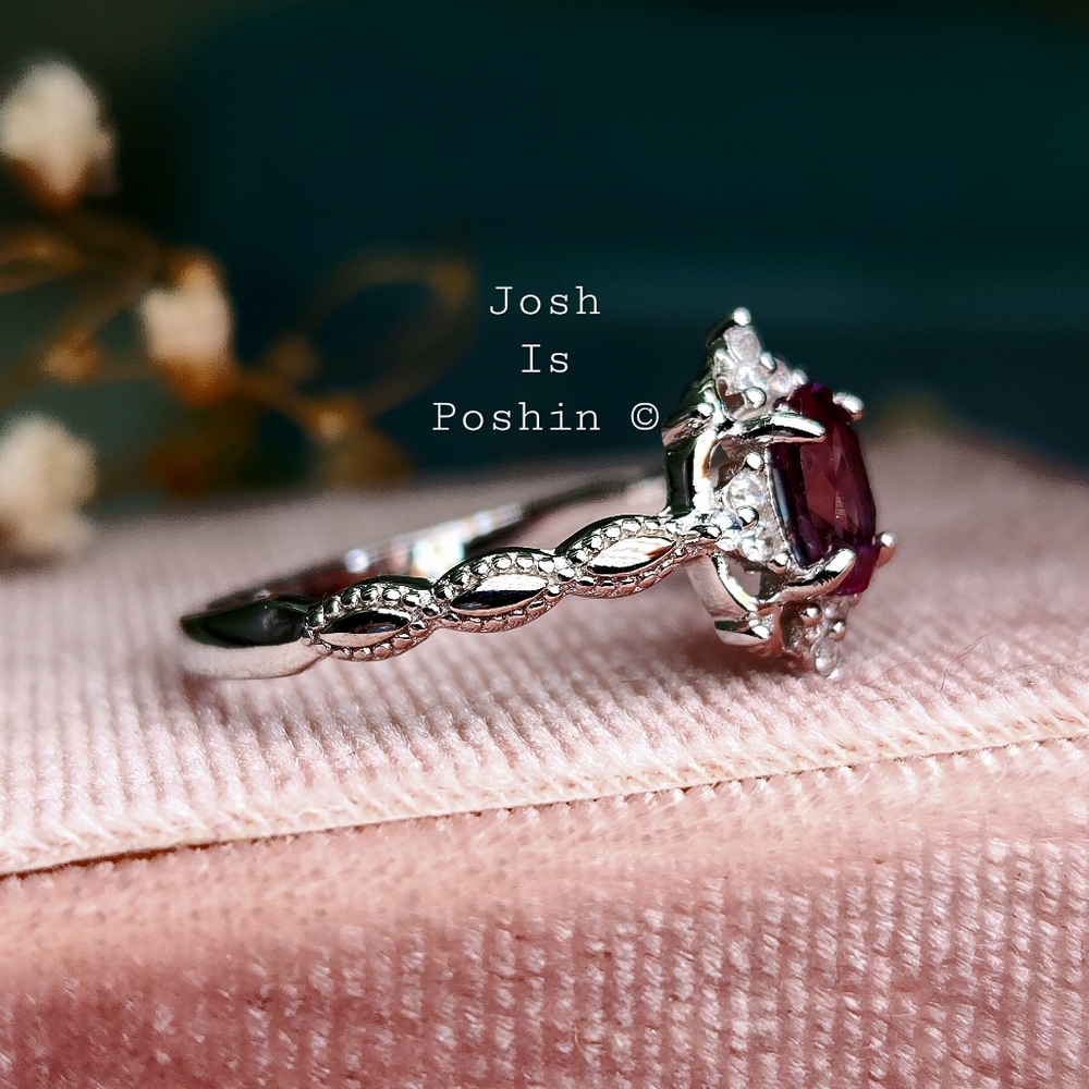 1/2CTW Alexandrite halo ring in sterling silver - Picture 9 of 9